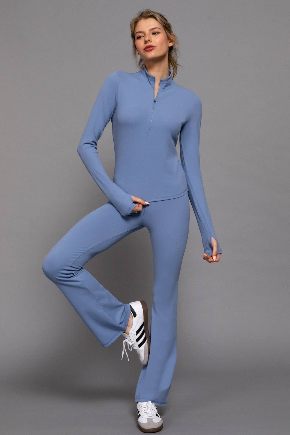 Active Basic | Active USA - Wholesale Athletic Pants - Women's - Waist Band Flare Stretch Workout Long Pants3