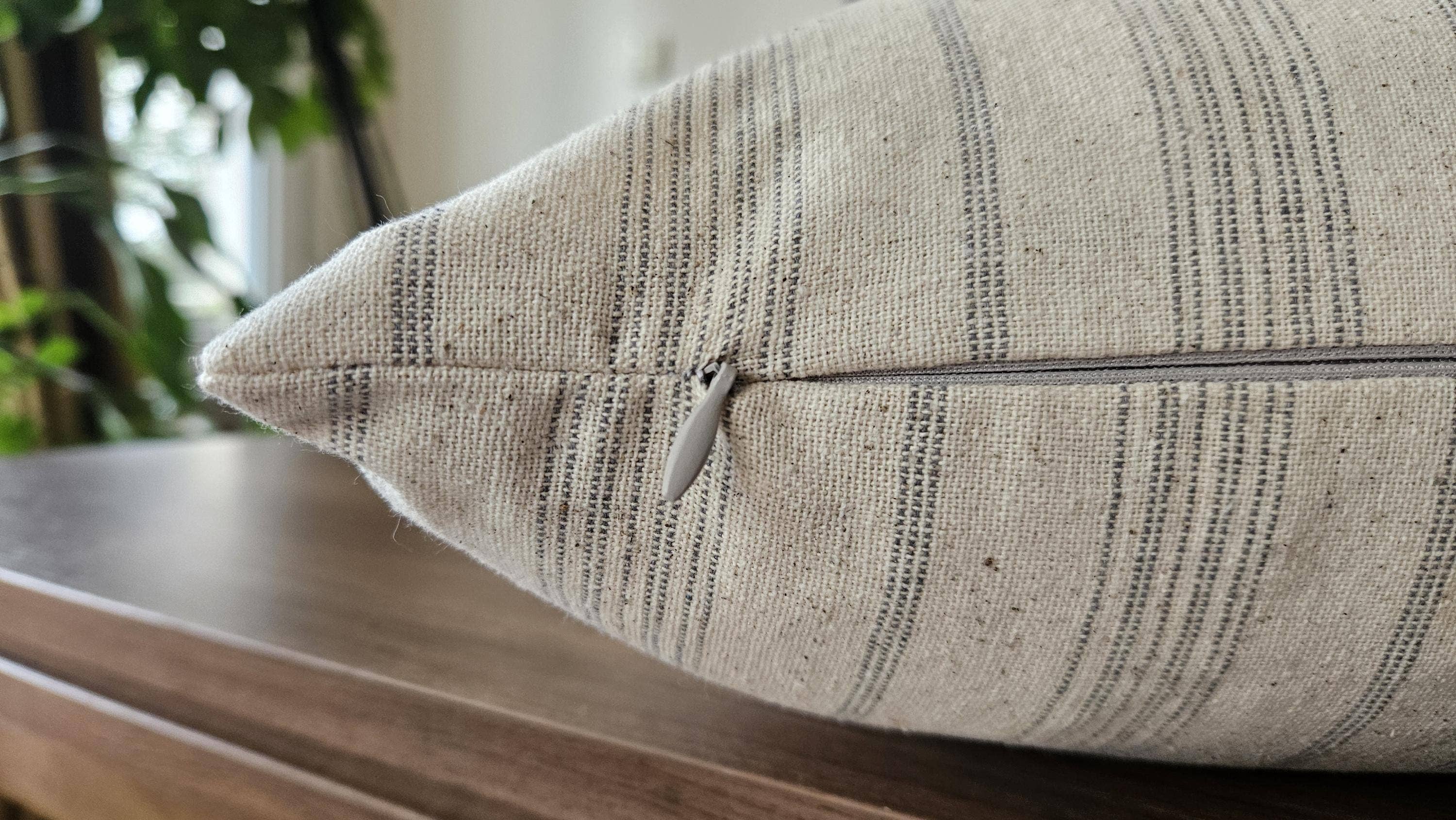 Miliva Home Store – wholesale Throw pillow cover – Striped Linen Throw Pillow, Boho Neutral Cushion, Fall Decor3