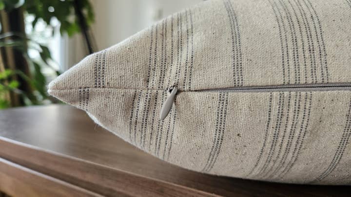 Miliva Home Store – wholesale Throw pillow cover – Striped Linen Throw Pillow, Boho Neutral Cushion, Fall Decor3