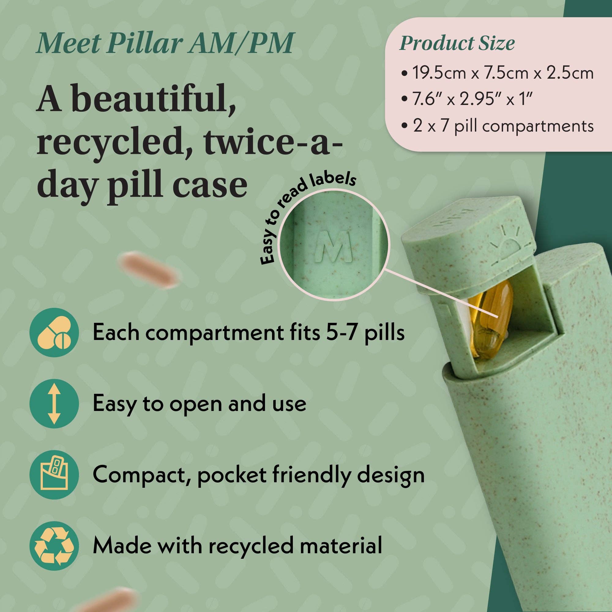 Sequence - Wholesale Pill Organizer - Pillar AM/PM - Twice a Day - 7-Day Pill Organiser6