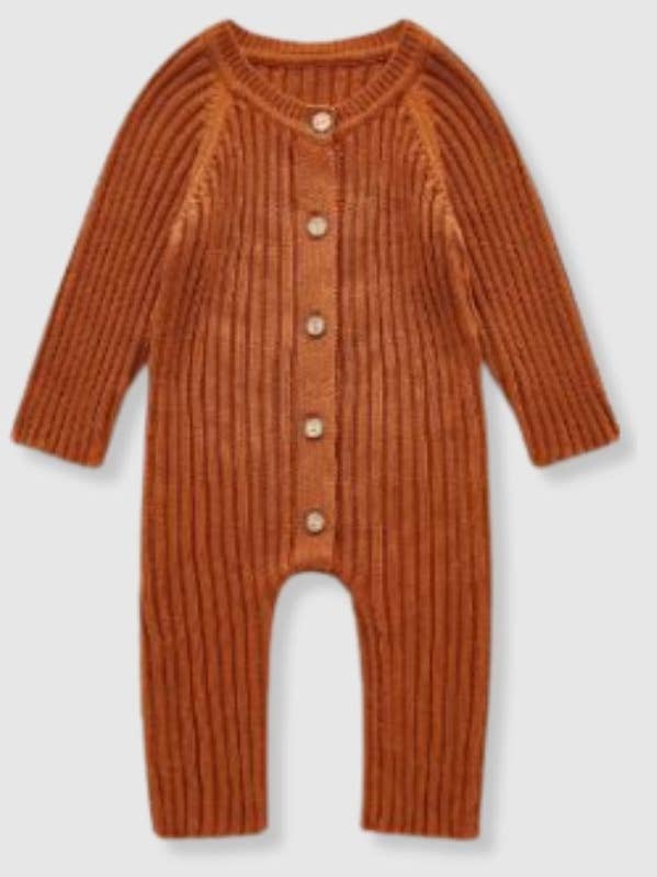 100% Cotton Knit Romper - Camel for wholesale by Bleu & Co