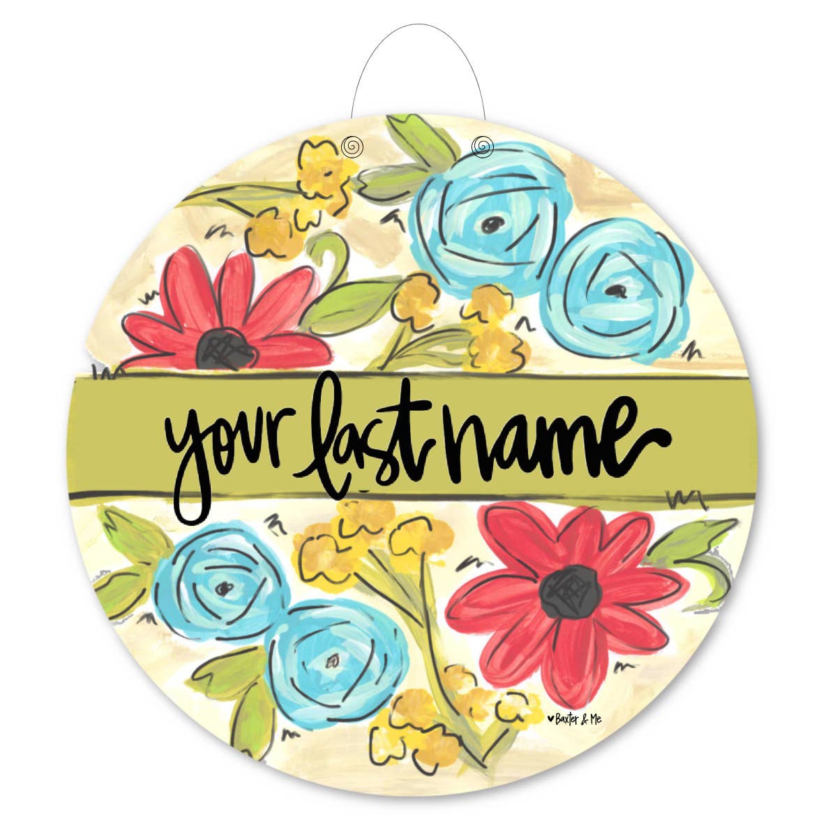 Baxter & Me - Wholesale Door Hanger - Personalized Green Stripe Door Hanger1