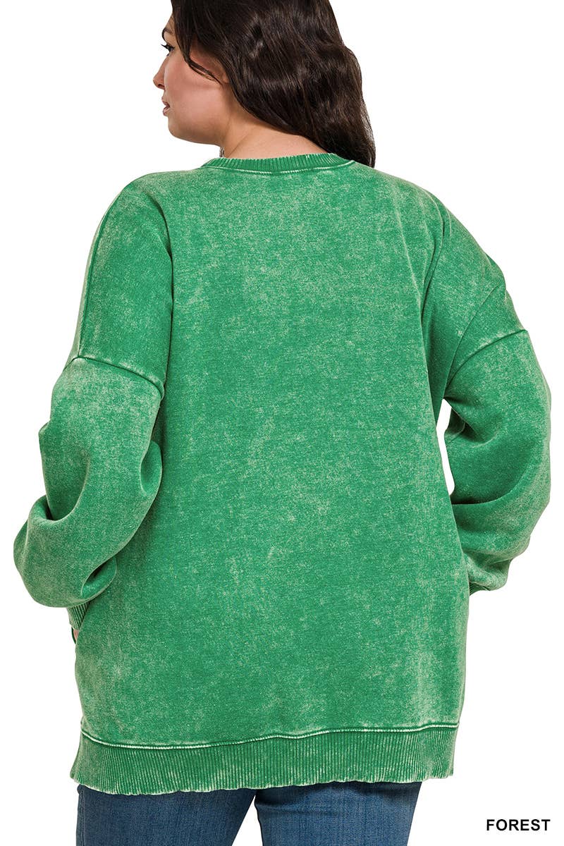 Vanilla Monkey – Sweatshirt - Mulher por atacado – Pulôver Plus Acid Wash Fleece Hi-Low9