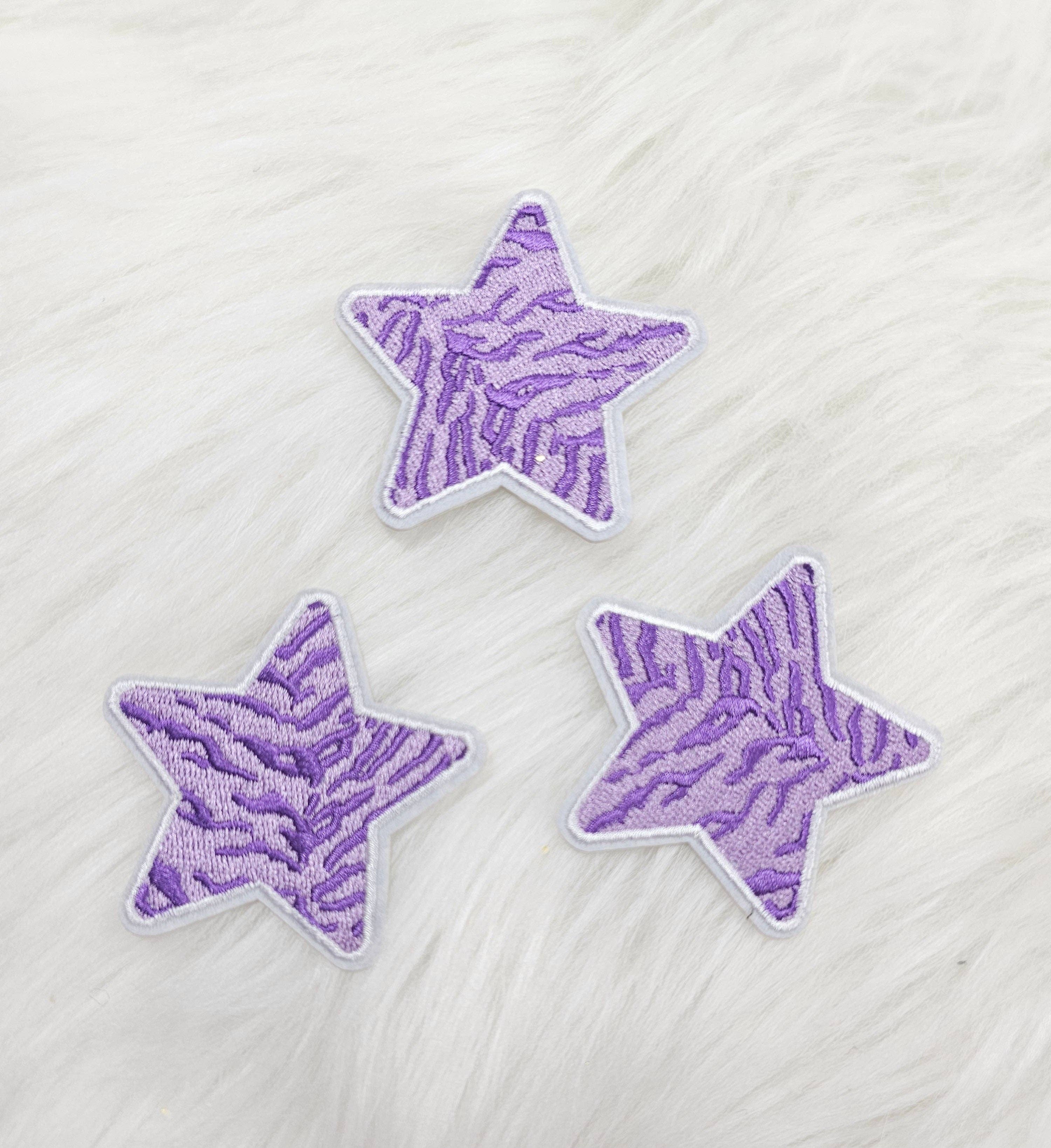Scratch Decor - Wholesale Patch - Purple Animal Tiger Stripe Star Embroidery Iron On Patch1