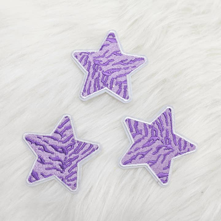Scratch Decor - Wholesale Patch - Purple Animal Tiger Stripe Star Embroidery Iron On Patch1