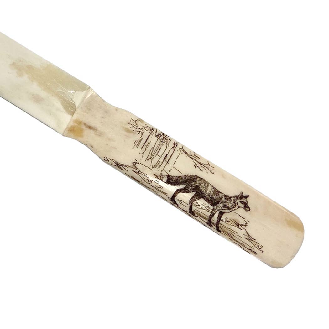 Madison Bay Co. - Historical Home Decor Reproductions - Wholesale Letter Opener - Fox Engraved Scrimshaw Ox Bone Letter Opener, 9”1