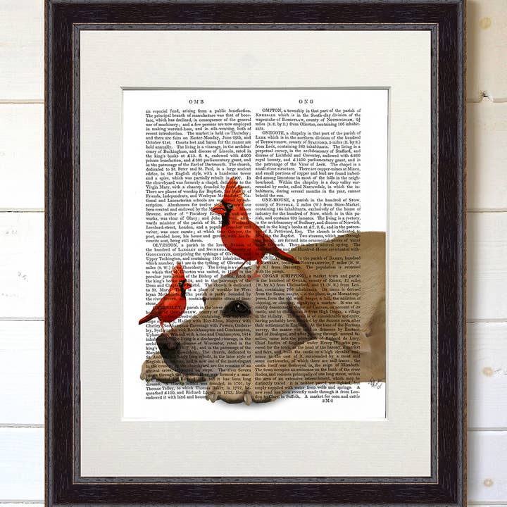 Yellow Labrador with Red Birds, Dog Book Print / Art Print for wholesale by FabFunky Ltd