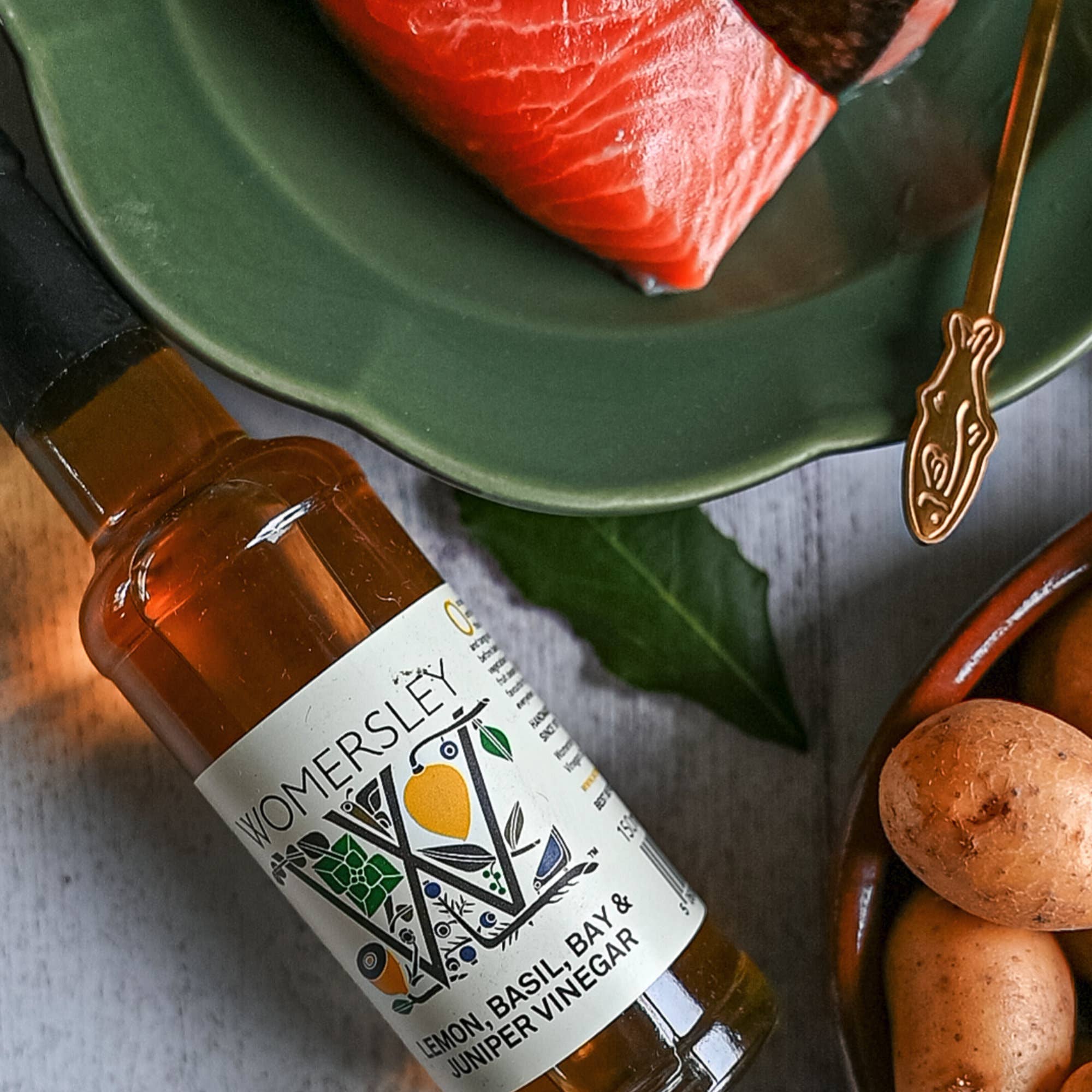 Womersley Foods – wholesale Vinegar – Lemon, Basil, Bay & Juniper Vinegar / Citrus Salad Dressing9