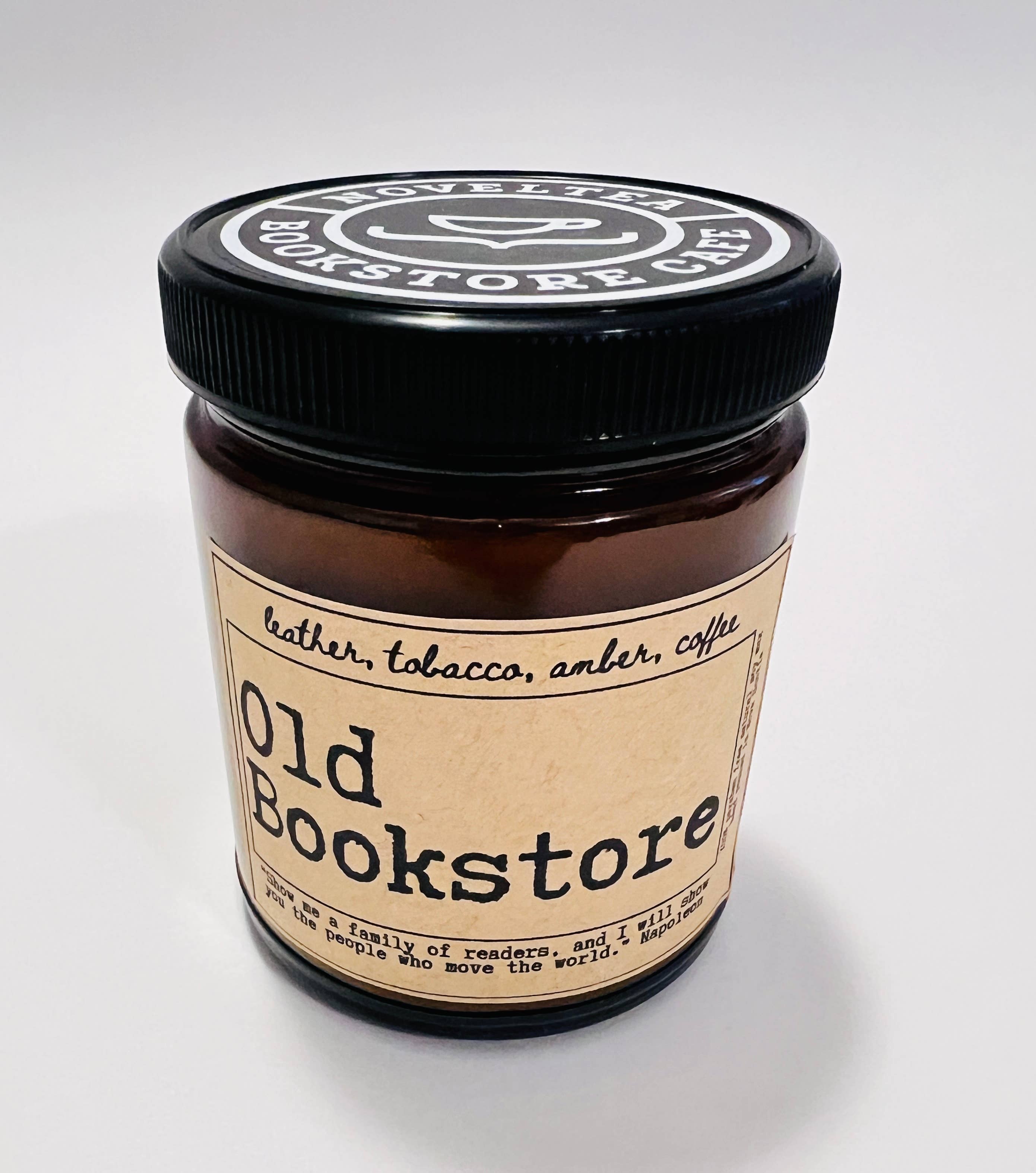 NovelTea Bookstore & Gifts - Wholesale Jar/Filled Candle - Old Bookstore - Leather & Coffee Scented Candle8