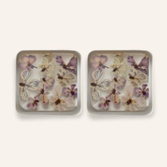 Teeny Weeny Square Lilac Küpe | Rhodium for wholesale by fioreldesign