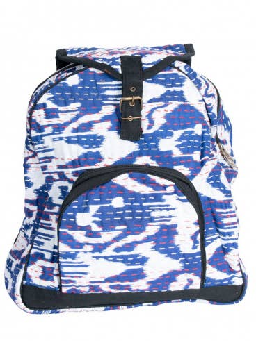 Sac à dos bleu avec coutures pour la vente par Kimago Look