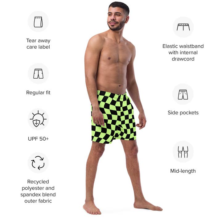 Goth Cloth Co. – Engroshandel Badeshorts – Mænd – Toxic Tiles mænds foret badebukser