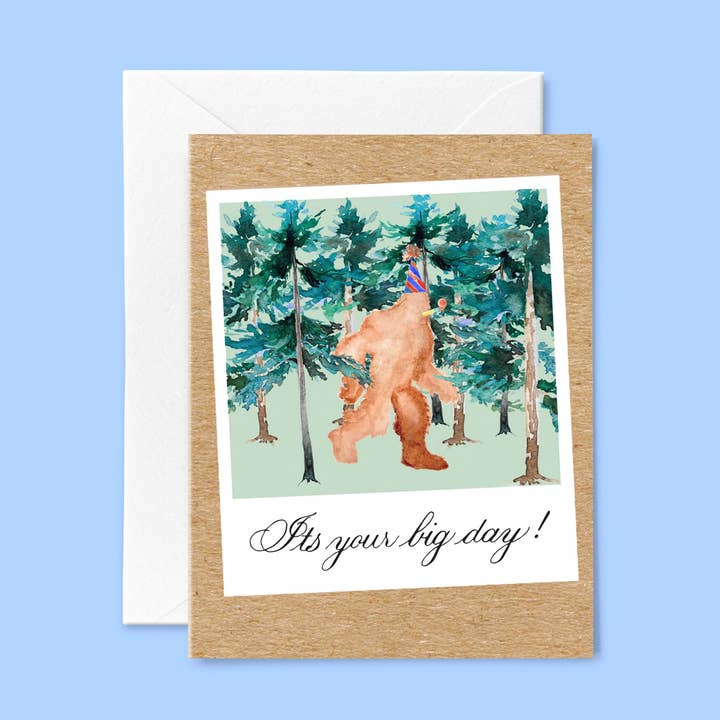 PNW Sasquatch Bigfoot Birthday Card for wholesale by Magnolia Marks Studio