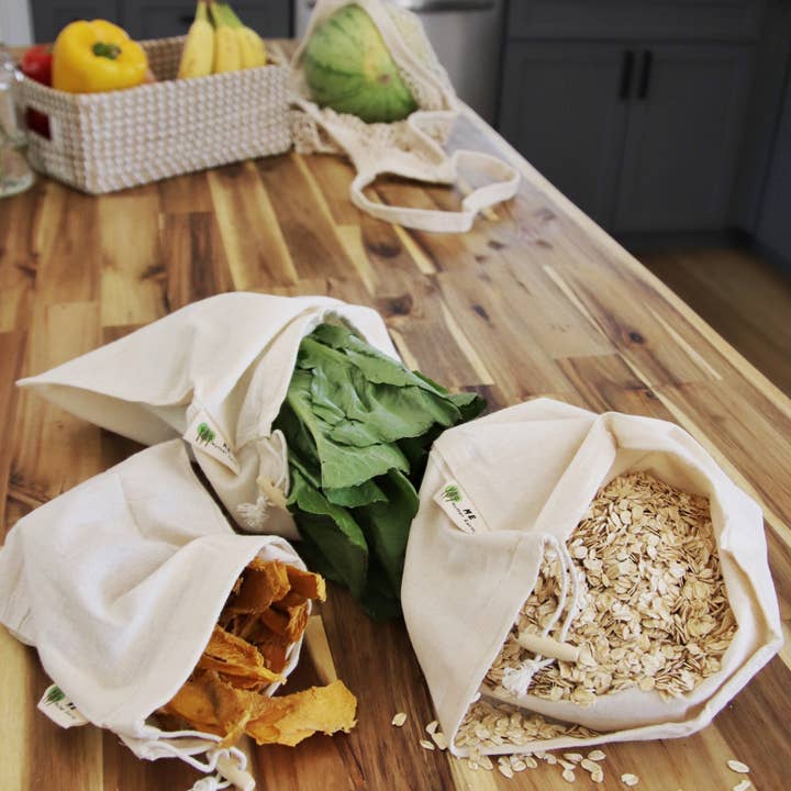 Me Mother Earth - Wholesale Grocery/Shopping Bag - Cotton Muslin Bulk Shopping Bags 3-Pack