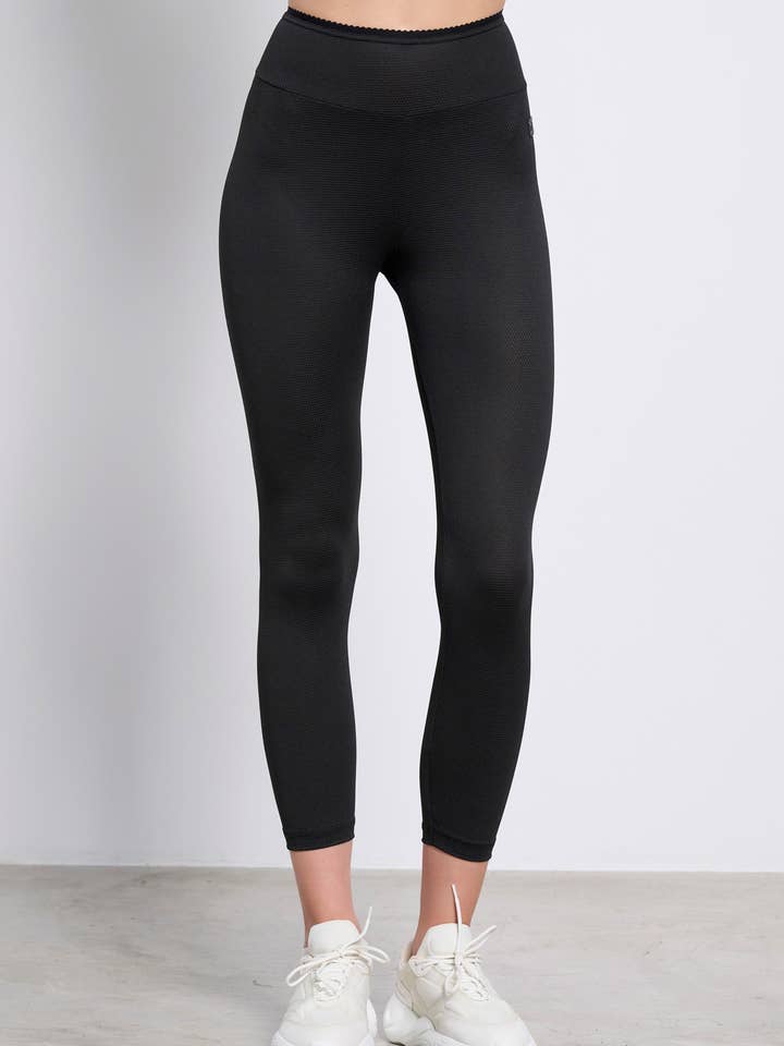 Højtaljede atletiske 7/8 leggings 'Waffle' til kvinder for engroshandel hos Bodytalk