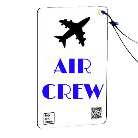 Tap and Share - Wholesale Luggage tag - 2x Blue Smart NFC 'Air Crew' Luggage Tags with Smart Passive Tracking