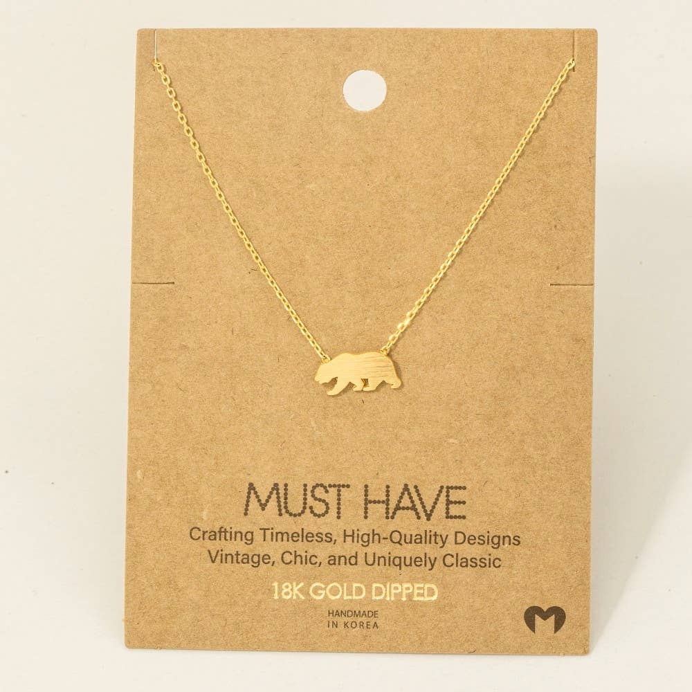 Fame Accessories - Wholesale Pendant/Charm Necklace - Gold Dipped California Bear Pendant Necklace1