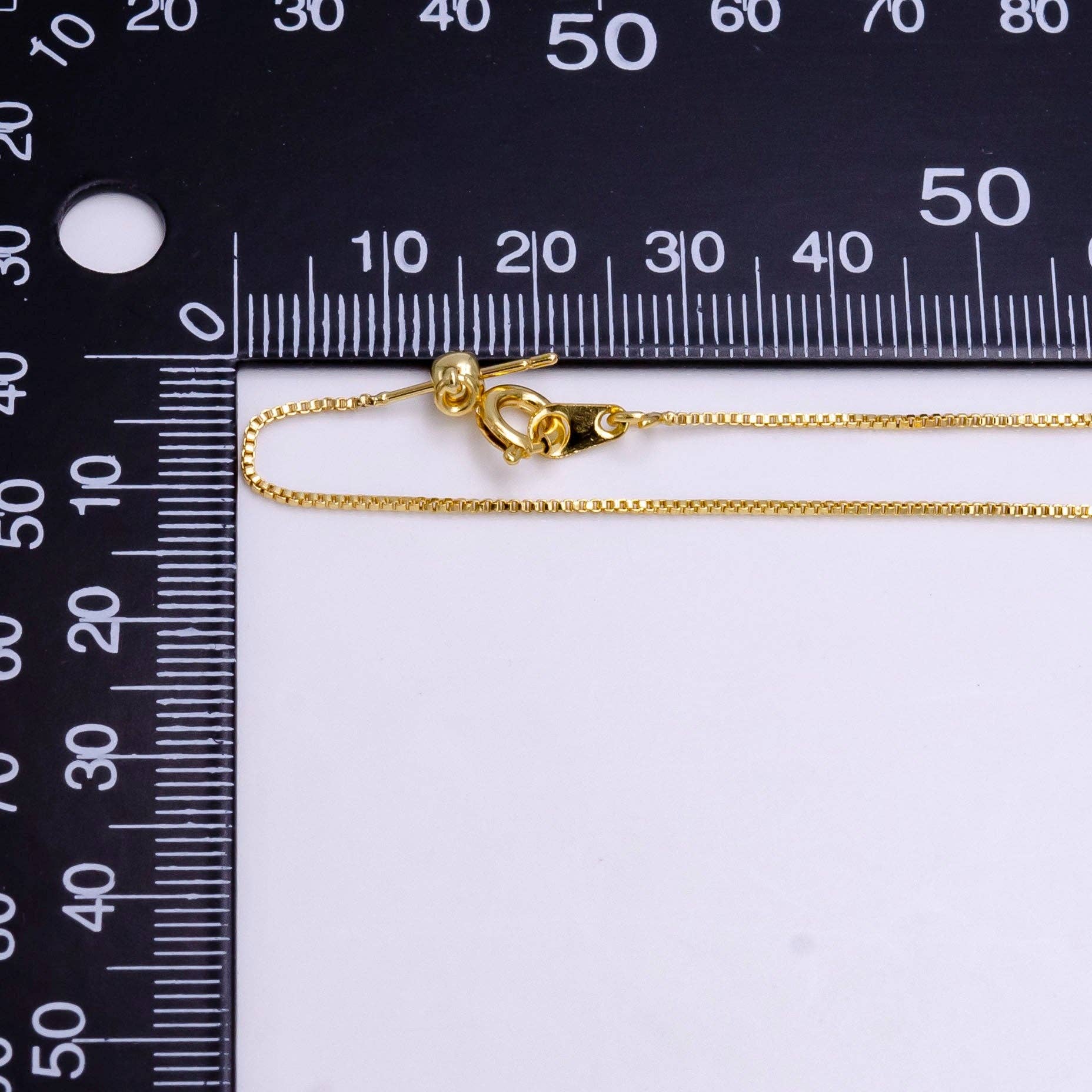 Aim Eternal - Wholesale Link & Chain Bracelet - 14K Gold Filled 0.8mm Dainty Box Chain 7.5 Inch Slider Bracelet Adjustable bracelet | Z-9071