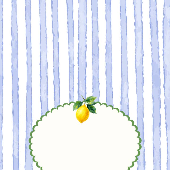 Cartes de placement premium à rayures bleues et citron de printemps pour la vente par Duncan Sister Designs