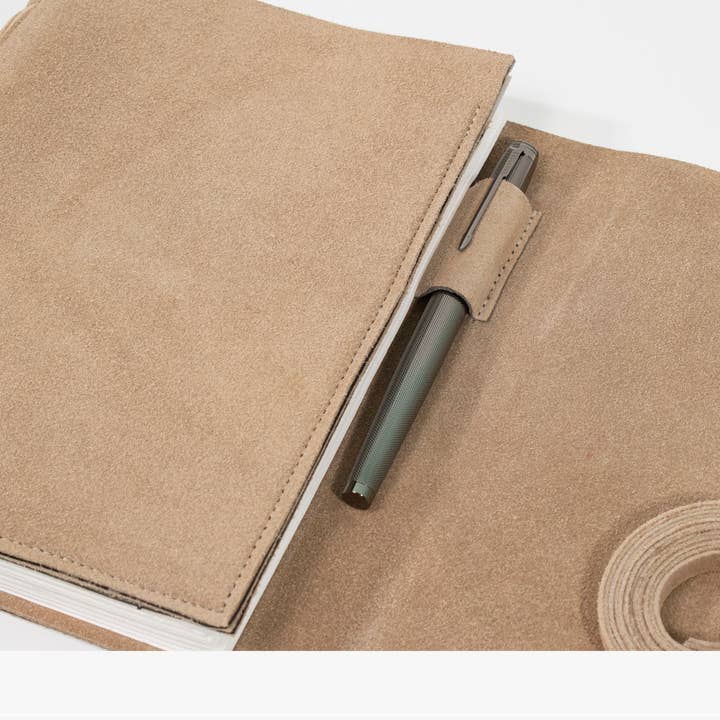 Andaluca - Wholesale Journal/Diary - Suede Journal w/ Organic Cotton Paper Large: Taupe3