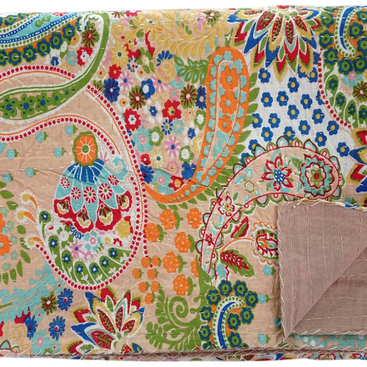 Vintage Addiction - Wholesale Quilt - HAND STITCHED KANTHA QUILT / COVERLET