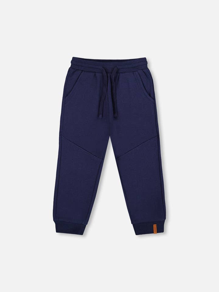 Fleece-Sweatpants mit Taschen Dunkelblau für den Großhandel von Deux par Deux