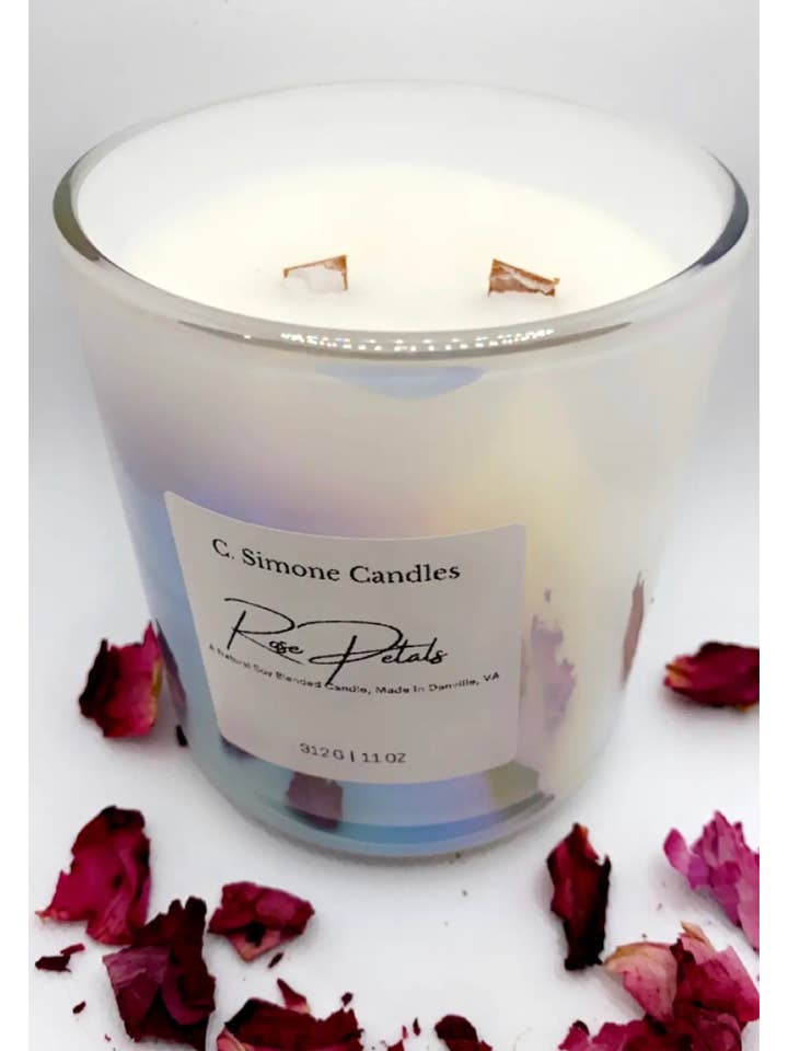 4Pk Luxury Date Night Rose Wooden Wick Candles for wholesale by C. Simone Candles