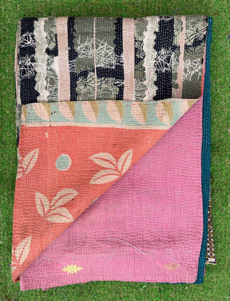 bhavnas boutique – wholesale Quilt – Cotton Fabric Kantha Quilt Timeless Craftsmanship Coverlet 8