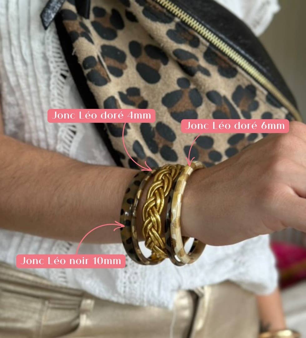 JolieJulie-MaLune-VentiLLo - Vendita all'ingrosso Bracciale a polsino - Bracciale in corno 6 mm LEO oro 012
