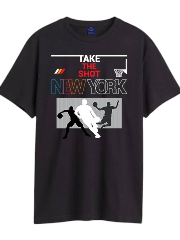 Maglietta in cotone stampata con design New York Basket Uomo per la vendita all'ingrosso da parte di Royal Threads