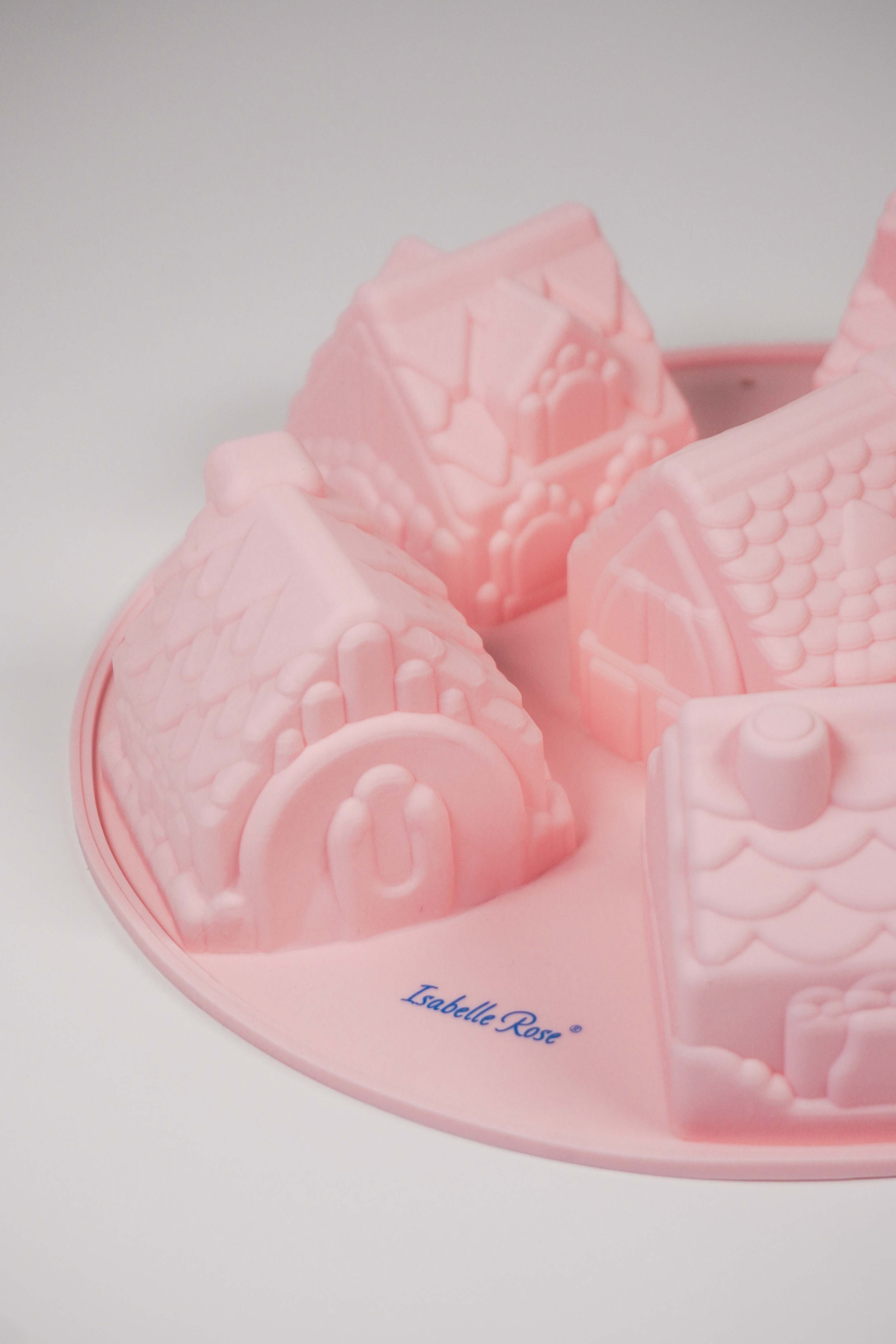 Isabelle Rose - Wholesale Cake Pan - Pastel pink silicone baking mold houses 26,5x6 cm3