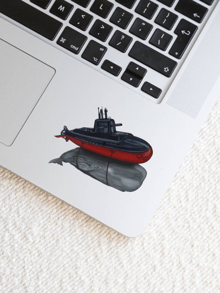 Autocollant Vinyle Plongeurs Profonds Cachalot Sous-marin pour la vente par Dorsal Fine Design