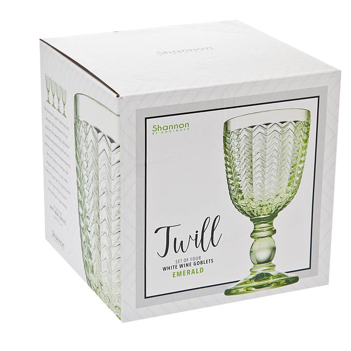 Godinger - Wholesale Wine Glass - Godinger Set of Four Twill Green Goblets1