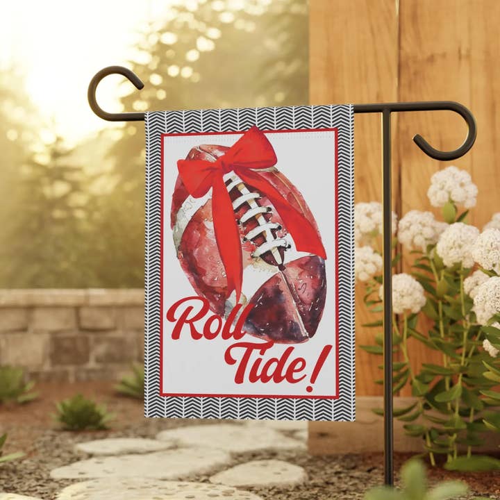 Design Carolinas - Wholesale Flag - "Roll Tide" Red Alabama Football Garden Flag5