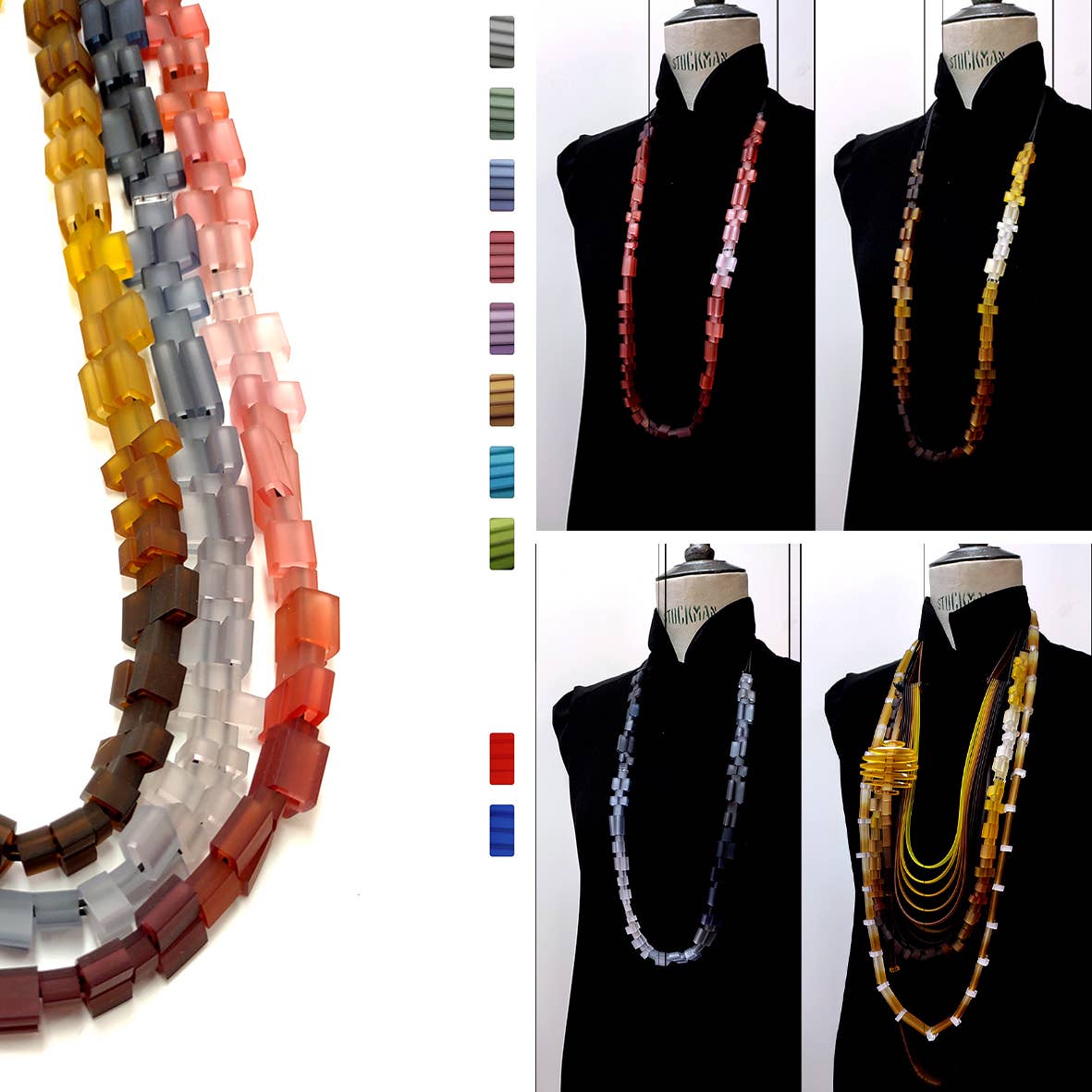 ALEX+SVET - Wholesale Beaded/Pearl Necklace - YALTA hand-dyed rubber long necklace INFINITE line7