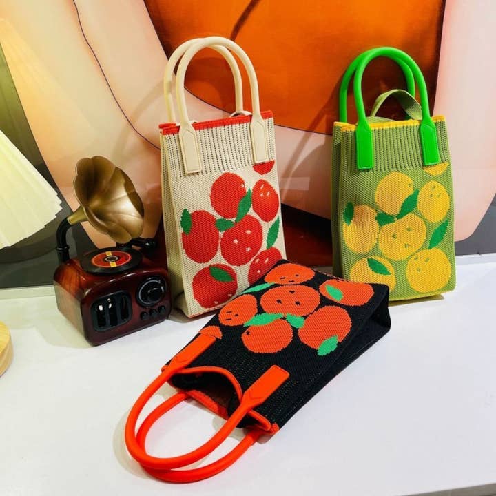 Fruit Pattern Knitted Phone Crossbody Bag BG315-3 (12PC) for wholesale by TAPA fashion