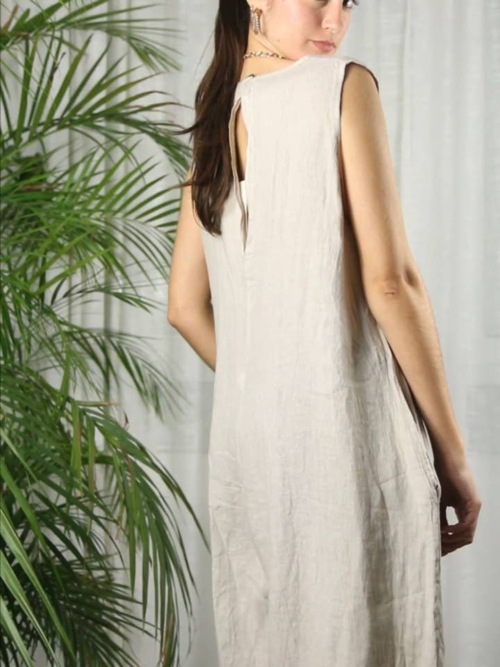 Linen & More - Wholesale Dress - Women's - REF 14580 SLEEVELESS JUMPSUIT 100% LINEN8