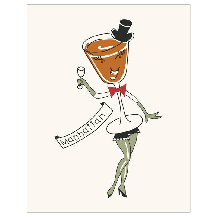 5" x 7 Dancing Manhattan Vintage Craft Cocktail Card for wholesale by Fridgedoor