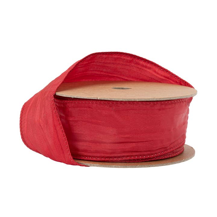 1 1/2" Wired Crinkle Ribbon | Red | 10 Yard Roll for wholesale by LA Ribbons Wholesale