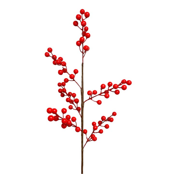 David Christopher's Collection - Wholesale Christmas Decoration - Rolling Hills Christmas Berry Spray - Red 26"0
