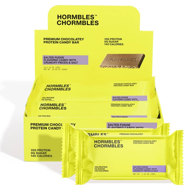 Hormbles Chormbles - Wholesale Chocolate Bar - Salted Fudge Chocolate Protein Candy Bar (12 per carton)