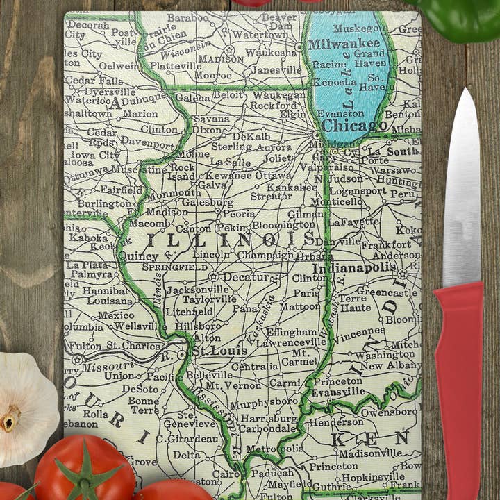 Illinois Map Cutting Board Charcuterie Cheese Board for wholesale by Daisy Mae Designs