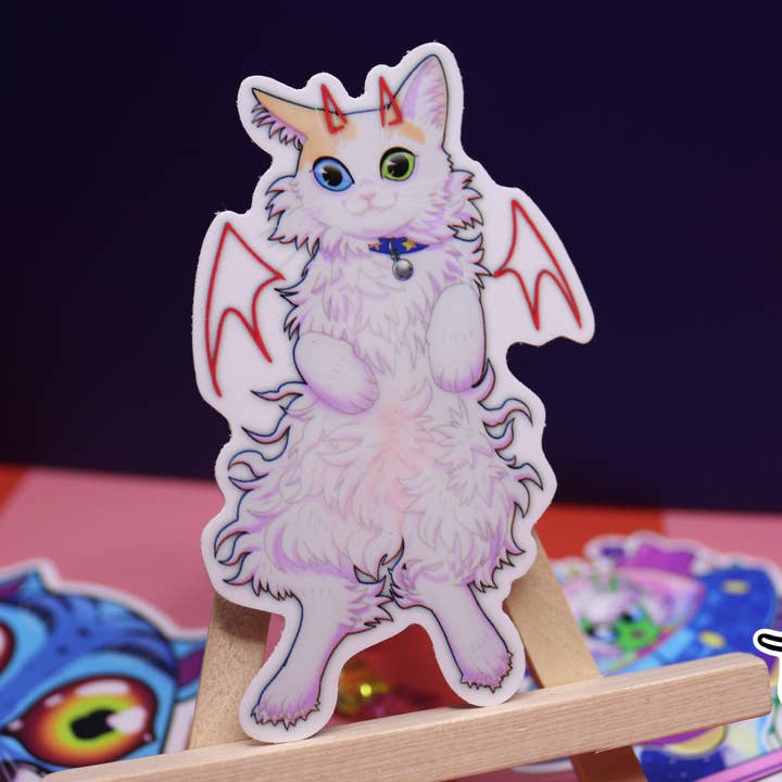 Turnip Demon Cat Vinyl Sticker for wholesale by Triclops Rabbit