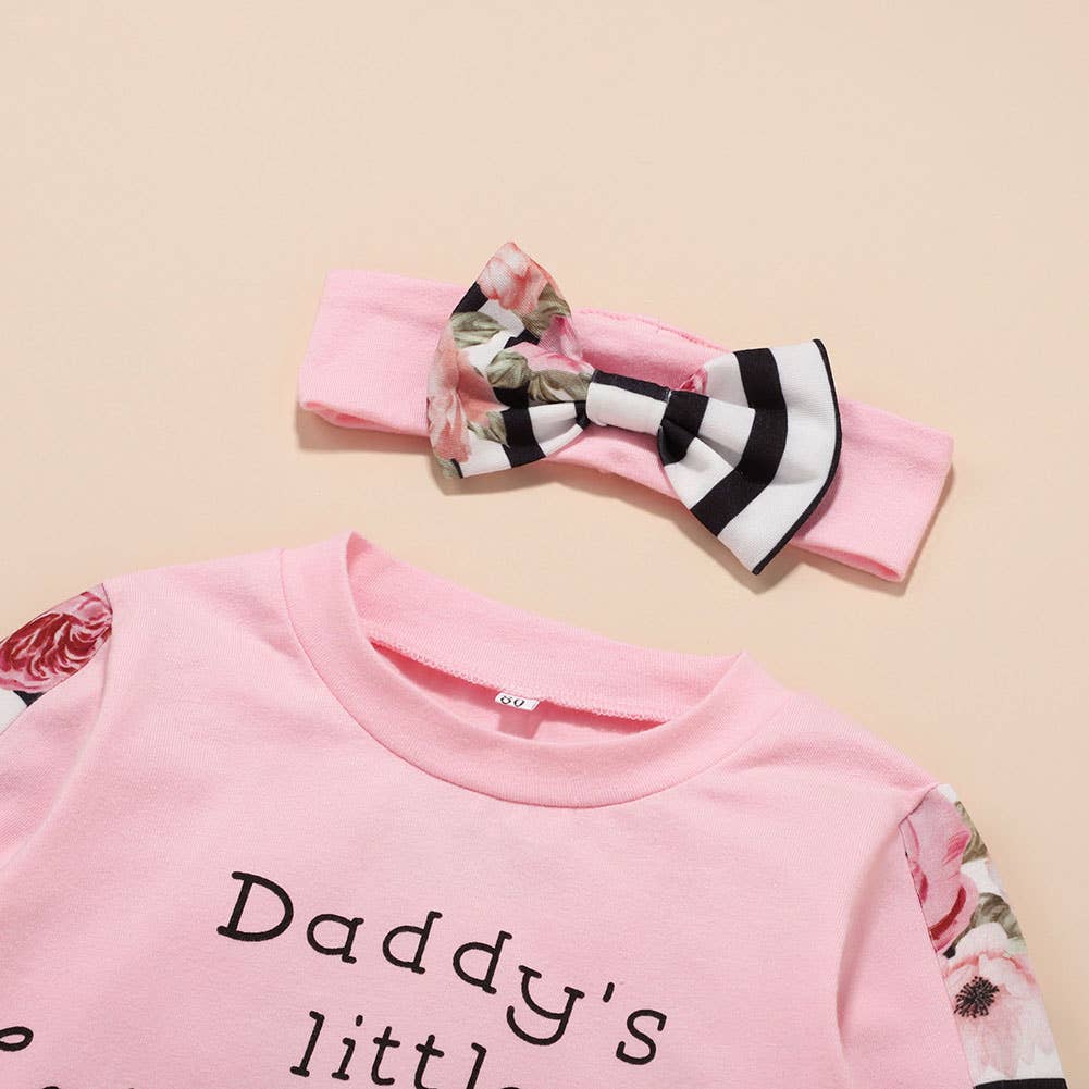 Fennco Styles - Wholesale Clothing Set - Baby - Daddy's Little Princess Pink Cotton 3pcs Girl Outfit9