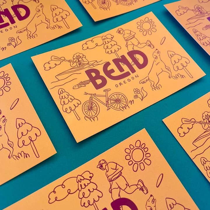 Bend Activities Postcard for wholesale by Sage Flannery Art