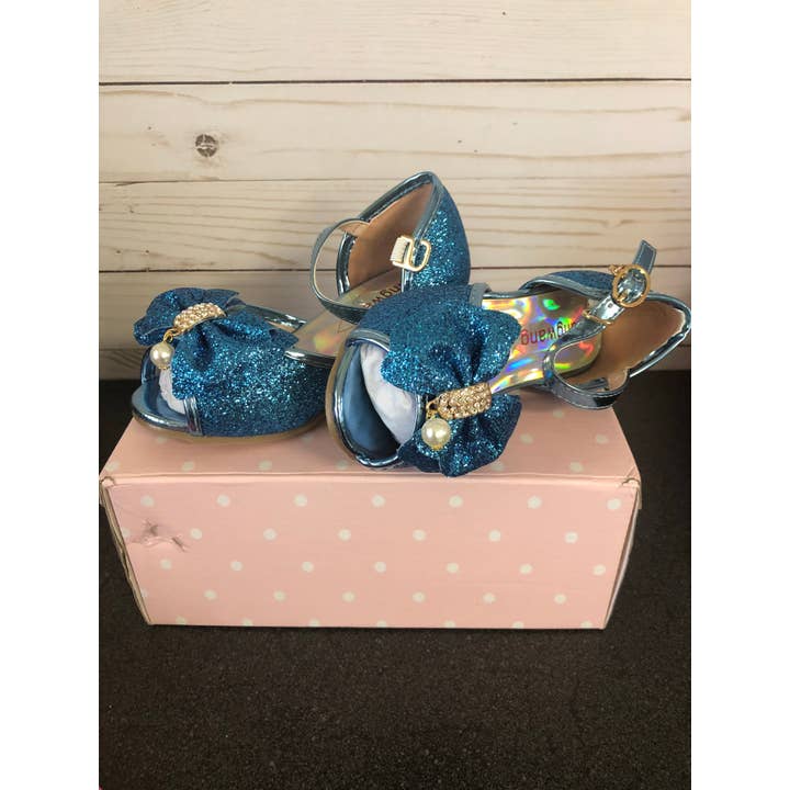 Sandalias de lentejuelas para niñas Zapatos de tacón bajo de princesa para venta al por mayor de PLT Wholesale
