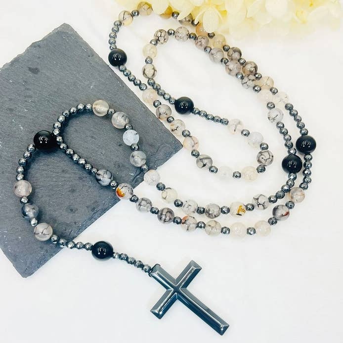 GemMeet - Wholesale Prayer Beads Necklace - Cross Catholic Stone Rosary Necklace 24
