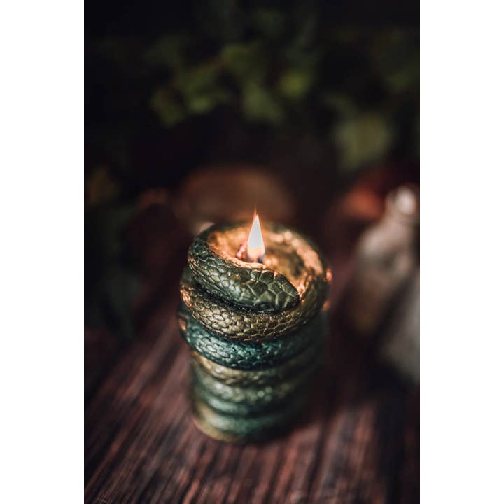 Costurero Real - Vente Bougies originales - Bougie décorative d'Halloween Snake rouge pomme sorcière gothique