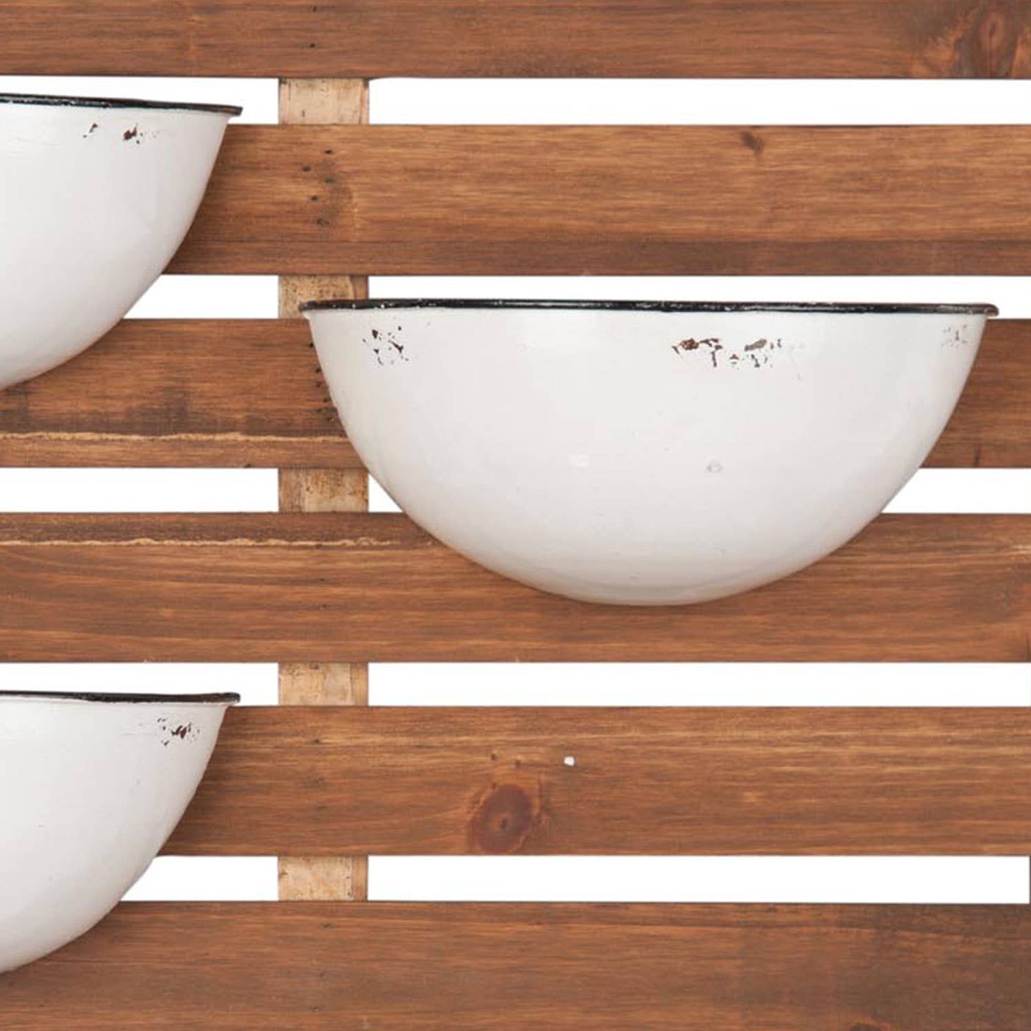 Foreside Home & Garden - Wholesale Wall Planter - Rustic Slat Wood Wall Planter with Four Distressed Pots3