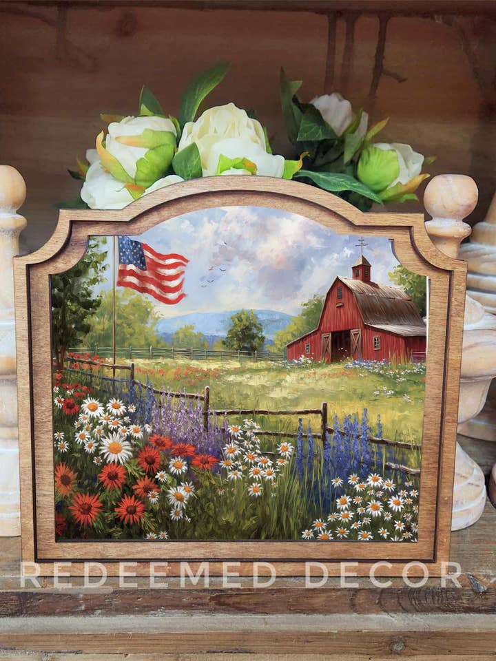 Provincial Patriotic Farm Framed Art for wholesale by Redeemed Decor
